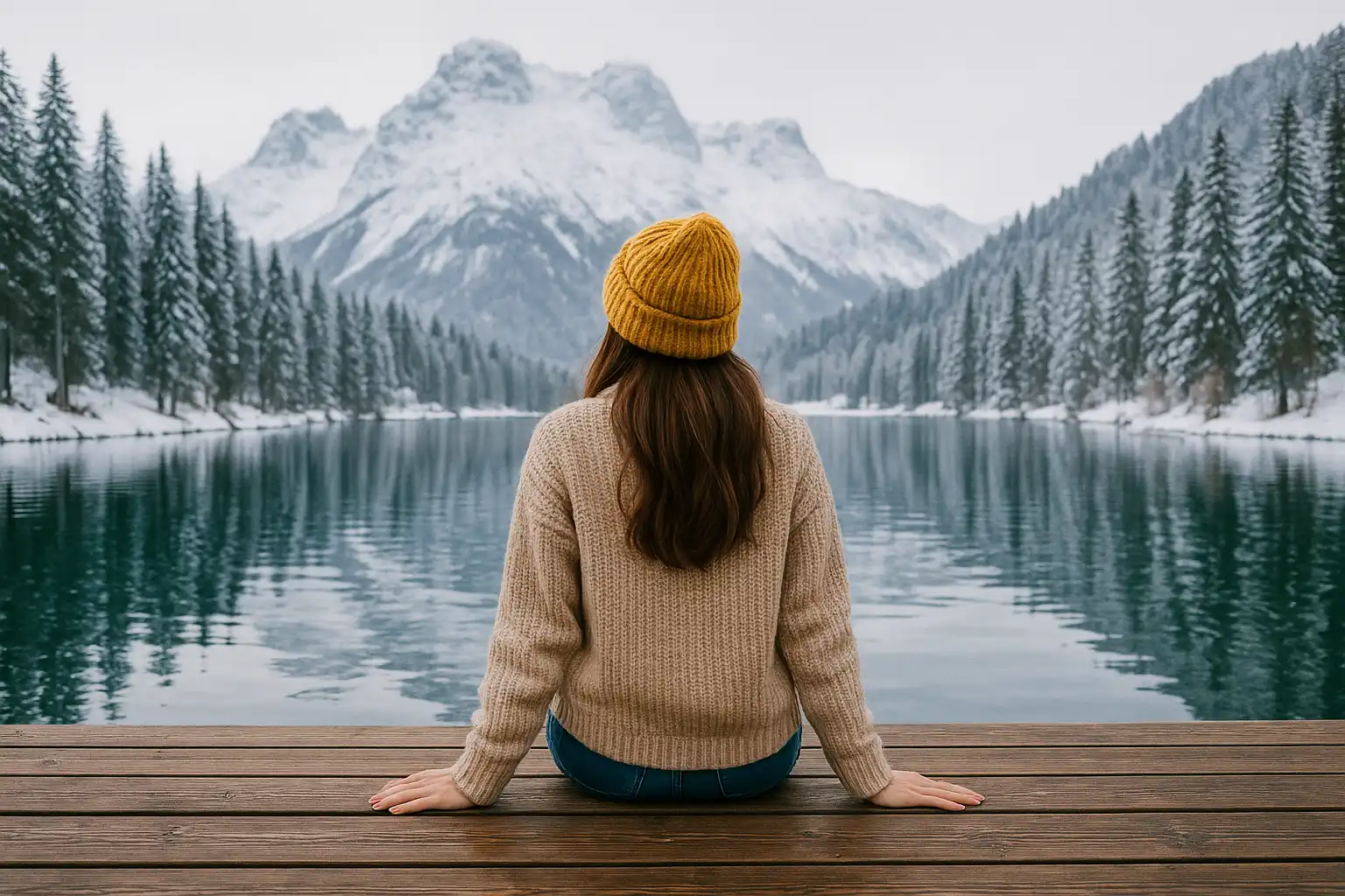 Personne profitant de ses vacances au ski, respirant l’air pur de la montagne sans cigarette